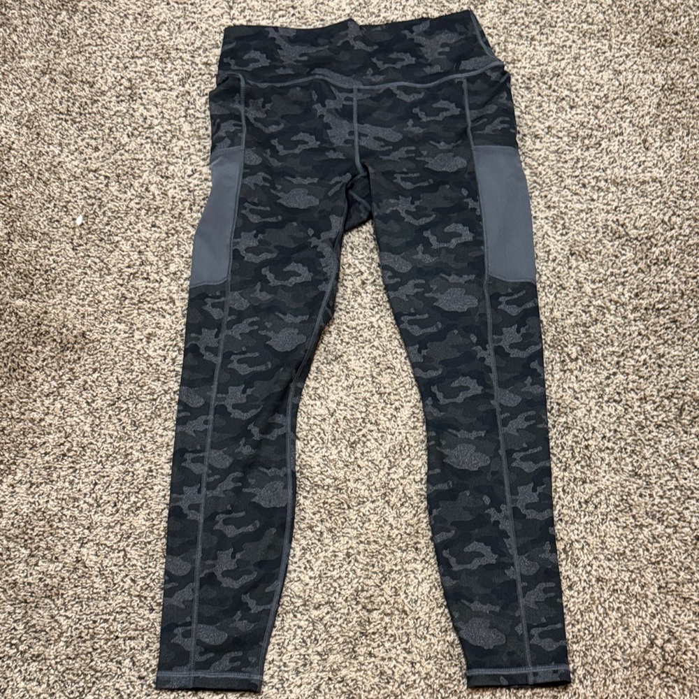 Fabletics Black Camouflage Leggings with pockets